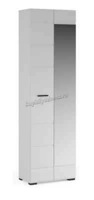 Шкаф 2-х дверный Йорк с зеркалом (Белый жемчуг/Белый глянец)
